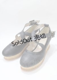 axes femme / クロスベルトウエッジパンプス L 黒 Y-25-07-23-029-AX-SH-SZ-ZY