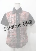 h.ANARCHY / チェック柄ユニオン半袖シャツ  黒×赤 Y-25-07-25-054-HN-BL-SZ-ZY