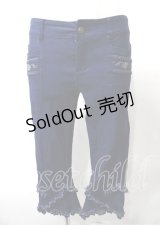 Ozz oneste / 薔薇刺繍七分丈スキニーパンツ  ブルー Y-25-07-25-080-OO-PA-SZ-ZY