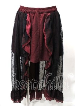 画像1: Qutie Frash / 蜘蛛の巣レースフィッシュテールスカート  黒×赤 Y-25-07-25-088-QU-SK-SZ-ZY