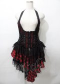 Qutie Frash / ラップ付きホルターコルセットベスト  黒×赤 Y-25-07-25-093-QU-OP-SZ-ZY