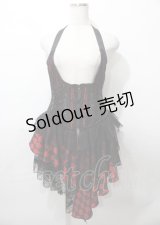 Qutie Frash / ラップ付きホルターコルセットベスト  黒×赤 Y-25-07-25-093-QU-OP-SZ-ZY