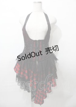 画像1: Qutie Frash / ラップ付きホルターコルセットベスト  黒×赤 Y-25-07-25-093-QU-OP-SZ-ZY