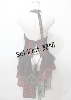 画像2: Qutie Frash / ラップ付きホルターコルセットベスト  黒×赤 Y-25-07-25-093-QU-OP-SZ-ZY