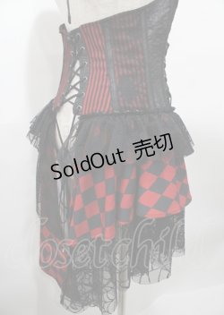 画像4: Qutie Frash / ラップ付きホルターコルセットベスト  黒×赤 Y-25-07-25-093-QU-OP-SZ-ZY