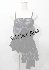 Qutie Frash / アシンメトリーコルセットビスチェ  黒 Y-25-07-25-095-QU-TO-SZ-ZY
