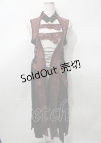 Qutie Frash / ベルトロングベスト 黒×赤 Y-25-07-25-096-QU-TO-SZ-ZS
