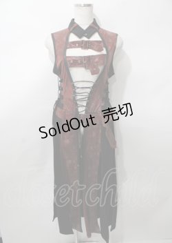 画像1: Qutie Frash / ベルトロングベスト 黒×赤 Y-25-07-25-096-QU-TO-SZ-ZS