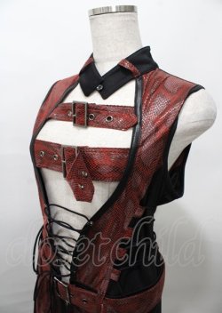 画像3: Qutie Frash / ベルトロングベスト  黒×赤 Y-25-07-25-096-QU-TO-SZ-ZY