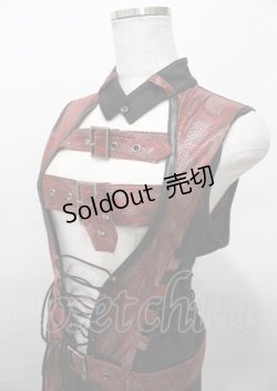 画像3: Qutie Frash / ベルトロングベスト 黒×赤 Y-25-07-25-096-QU-TO-SZ-ZS