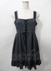 MIHO MATSUDA / 胸元レースアップジャンパースカート M ネイビー Y-25-07-25-098-GO-OP-SZ-ZY