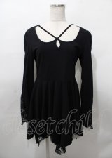 PUNK RAVE / Asymmetric Pointed Hem Flare Sleeves Gothic Dress M-L 黒 Y-25-07-25-100-PU-OP-SZ-ZY