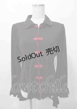 画像1: Qutie Frash / チャイナブラウス  黒×赤 Y-25-07-25-035-QU-BL-SZ-ZY