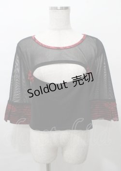 画像1: Qutie Frash / チャイナメッシュカットソー  黒×赤 Y-25-07-25-036-QU-TO-SZ-ZY