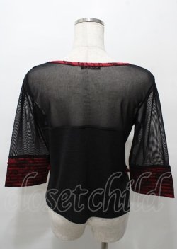 画像2: Qutie Frash / チャイナメッシュカットソー  黒×赤 Y-25-07-25-036-QU-TO-SZ-ZY