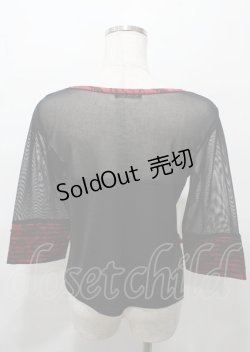 画像2: Qutie Frash / チャイナメッシュカットソー  黒×赤 Y-25-07-25-036-QU-TO-SZ-ZY