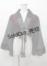 Qutie Frash / 着物ショートカーデ  ワイン×グレー Y-25-07-25-038-QU-TO-SZ-ZY