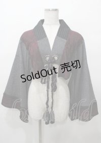 Qutie Frash / 着物ショートカーデ  ワイン×グレー Y-25-07-25-038-QU-TO-SZ-ZY