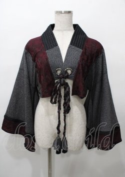 画像1: Qutie Frash / 着物ショートカーデ  ワイン×グレー Y-25-07-25-038-QU-TO-SZ-ZY