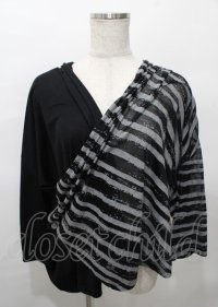 ALGONQUINS / ボーダー切替ボレロ  黒×グレー Y-25-07-25-040-AL-TO-SZ-ZY
