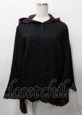 NieR Clothing / フード付き着物風袖ブロッキングシャツ【RED ROSE】  黒×赤 Y-25-07-25-041-PU-BL-SZ-ZY