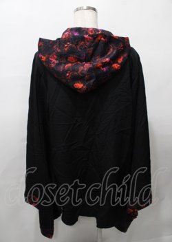 画像2: NieR Clothing / フード付き着物風袖ブロッキングシャツ【RED ROSE】  黒×赤 Y-25-07-25-041-PU-BL-SZ-ZY