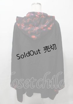 画像2: NieR Clothing / フード付き着物風袖ブロッキングシャツ【RED ROSE】  黒×赤 Y-25-07-25-041-PU-BL-SZ-ZY