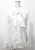MIHO MATSUDA / ボウタインスタンドカラーブラウス L ホワイト Y-25-07-25-043-GO-BL-SZ-ZY
