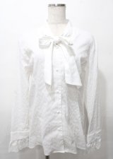 MIHO MATSUDA / ボウタインスタンドカラーブラウス L ホワイト Y-25-07-25-043-GO-BL-SZ-ZY