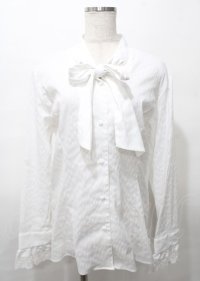 MIHO MATSUDA / ボウタインスタンドカラーブラウス L ホワイト Y-25-07-25-043-GO-BL-SZ-ZY