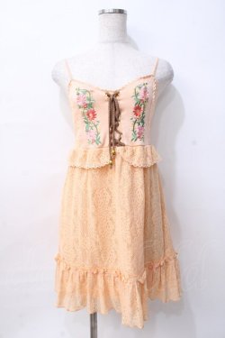 画像1: LIZ LISA / 花刺繍レースワンピース 0 オレンジ Y-25-07-27-031-LO-OP-SZ-ZY