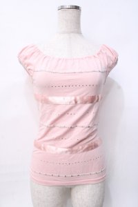 LIZ LISA BLONDO / ストーン配列オフショルトップス 0 ピンク Y-25-07-27-008-LO-TO-SZ-ZY