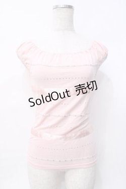 画像1: LIZ LISA BLONDO / ストーン配列オフショルトップス 0 ピンク Y-25-07-27-008-LO-TO-SZ-ZI