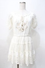 LIZ LISA / フロント刺繍入り総レースワンピース 0 アイボリー Y-25-07-27-018-LO-OP-SZ-ZY