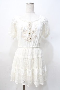 画像1: LIZ LISA / フロント刺繍入り総レースワンピース 0 アイボリー Y-25-07-27-018-LO-OP-SZ-ZY