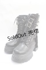 axes femme POETIQUE / チャイナ釦タンクソールブーツ L 黒 Y-25-07-29-038-AX-SH-SZ-ZY