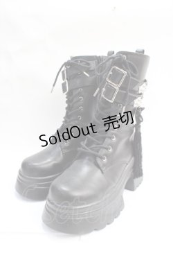 画像1: axes femme POETIQUE / チャイナ釦タンクソールブーツ L 黒 Y-25-07-29-038-AX-SH-SZ-ZY