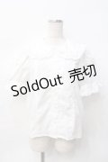 Chalmiere / トーションレース丸襟半袖ブラウス M 白 Y-25-07-29-042-LO-BL-SZ-ZY