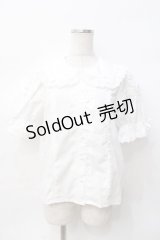 Chalmiere / トーションレース丸襟半袖ブラウス M 白 Y-25-07-29-042-LO-BL-SZ-ZY