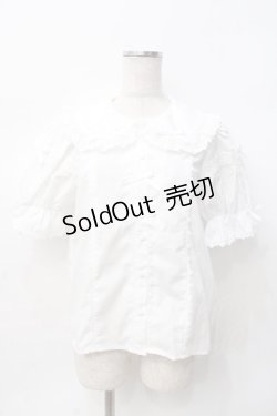 画像1: Chalmiere / トーションレース丸襟半袖ブラウス M 白 Y-25-07-29-042-LO-BL-SZ-ZY