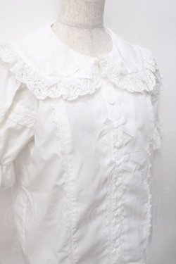 画像4: Chalmiere / トーションレース丸襟半袖ブラウス M 白 Y-25-07-29-042-LO-BL-SZ-ZY