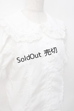 画像4: Chalmiere / トーションレース丸襟半袖ブラウス M 白 Y-25-07-29-042-LO-BL-SZ-ZY