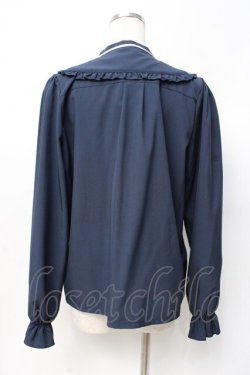 画像3: axes femme / ブーケ刺繍フリル襟ブラウス L 紺 Y-25-07-29-044-AX-BL-SZ-ZY