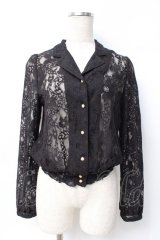 axes femme / 花レースシャツ M 黒 Y-25-07-29-045-AX-BL-SZ-ZY