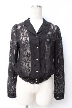 画像1: axes femme / 花レースシャツ M 黒 Y-25-07-29-045-AX-BL-SZ-ZY