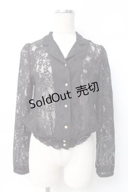 画像1: axes femme / 花レースシャツ M 黒 Y-25-07-29-045-AX-BL-SZ-ZY