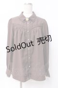 axes femme / カメオ付ピンタックブラウス M 茶 Y-25-07-29-048-AX-BL-SZ-ZY
