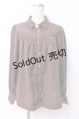 axes femme / カメオ付ピンタックブラウス M 茶 Y-25-07-29-048-AX-BL-SZ-ZY
