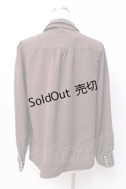 画像3: axes femme / カメオ付ピンタックブラウス M 茶 Y-25-07-29-048-AX-BL-SZ-ZY