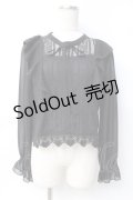 axes femme POETIQUE / 肩フリルレースブラウス M 黒 Y-25-07-29-050-AX-BL-SZ-ZY